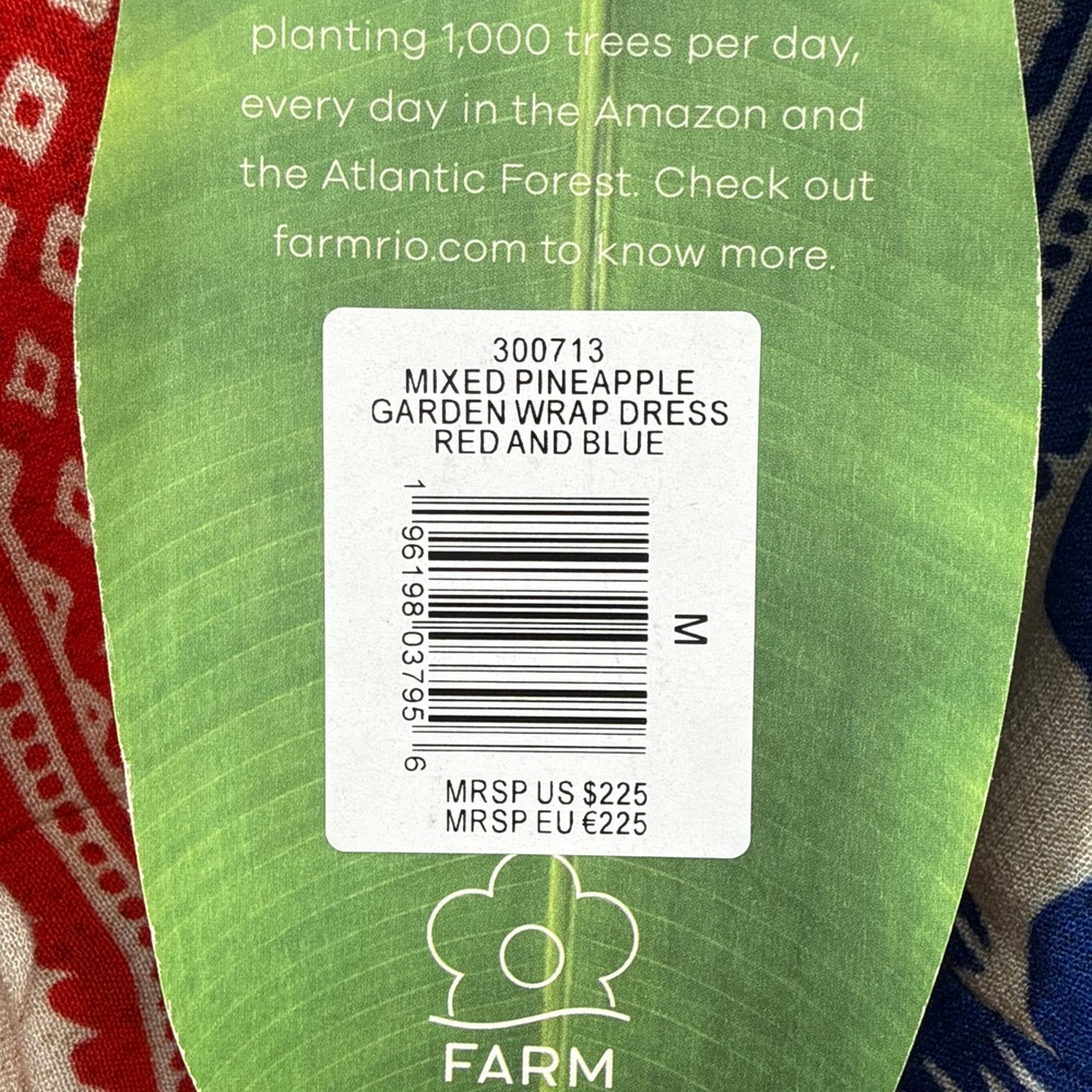 NWT Farm Rio Mixed Pineapple Garden Maxi Wrap Dress Red Blue Floral Medium - Picture 3 of 11